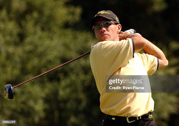 Andrew Tschudin of Australia in action during Day Two of the Australian Qualifying Leg for the British Open Golf Chamionships at Kingston Heath Golf...