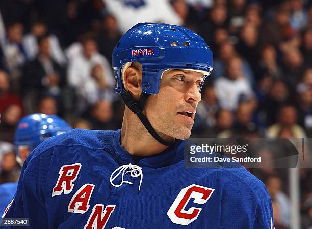 Center Mark Messier of the New York Rangers on the ice during the game against the Toronto Maple Leafs at the Air Canada Centre on December 13, 2003...
