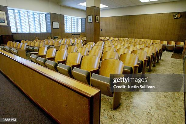 An interior view of the courtroom where the Scott Peterson murder trial will be held at the San Mateo County Superior court January 21, 2004 in...