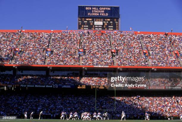 General view of the stadium taken during a game between South Carolina and Florida on November 11, 2000 at Ben Hill Griffin Stadium in Gainesville,...