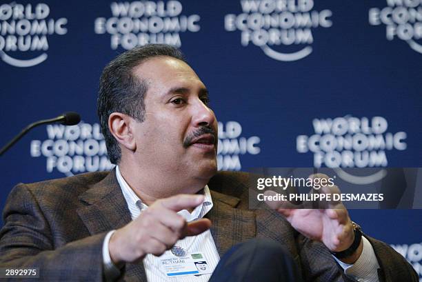 Sheikh Hamad Bin Jassim Bin Jabr Al-Thani, Qatari Deputy Prime minister and minister of Foreign Affairs speaks during the "Riding the Next Democratic...