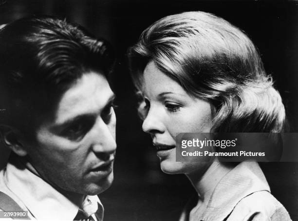 American actors Al Pacino and Diane Keaton in a scene from 'The Godfather,' directed by Fancis Ford Coppola, 1972.
