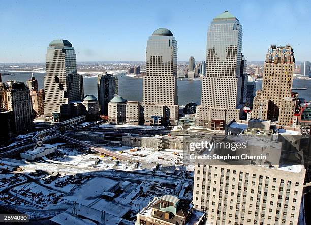 Construction continues at the site of the September 11, 2001 terrorist attacks January 23, 2004 in New York City. Three names have been removed from...