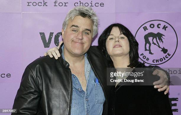 Late Night" host Jay Leno with wife Mavis Leno before the launch concert for the 2004 Rock For Choice Year of Concerts on January 24, 2004 at the...