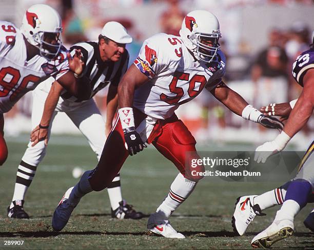 SETH JOYNER OF THE ARIZONA CARDINALS IN ACTION DURING THE CARDINALS 17-7 WIN OVER THE MINNESOTA VIKINGS AT SUN DEVIL STADIUM AT TEMPE, ARIZONA.