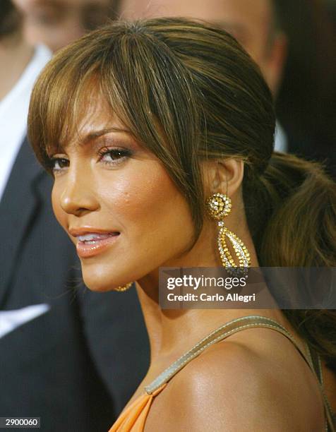 Actress/Singer Jennifer Lopez attends the 61st Annual Golden Globe Awards at the Beverly Hilton Hotel on January 25, 2004 in Beverly Hills,...