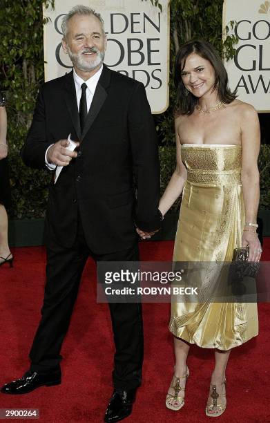 Actor Bill Murray and his wife arrive for the Golden Globe Awards ceremony 25 January 2004, at the Beverly Hilton Hotel in Beverly Hills, CA. AFP...