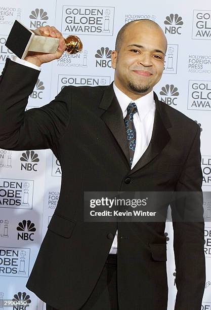 Winner of Best Supporting Actor in a Mini-Series or Made of TV Movie Actor Jeffrey Wright poses backstage at the 61st Annual Golden Globe Awards at...