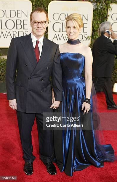 Composer Danny Elfman and Actress Bridget Fonda attend the 61st Annual Golden Globe Awards at the Beverly Hilton Hotel on January 25, 2004 in Beverly...