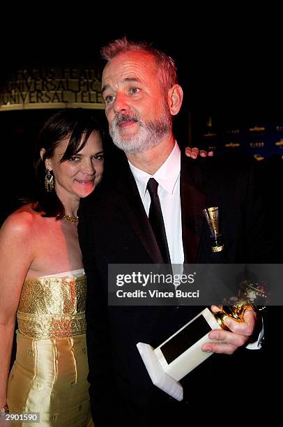 Actor Bill Murray and wife Jennifer attend the Universal-Focus Features after-party during the 61st Annual Golden Globe Awards on January 25, 2004 in...