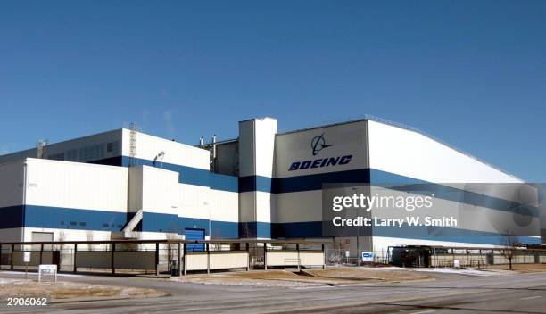 Building at Boeing Co. Is seen January 27, 2004 in Wichita, Kansas. After weekend reports in the Seattle Times said Boeing was considering the sale...
