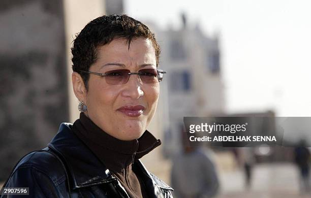 Asma Chaabi, the first and only woman mayor in Morocco, poses, 27 January 2004 in her town of Essaouira, southern Morocco. The Moroccan senate...