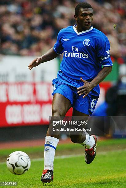 Marcel Desailly of Chelsea running with the ball during the FA Barclaycard Premiership match between Charlton Athletic and Chelsea on December 26,...