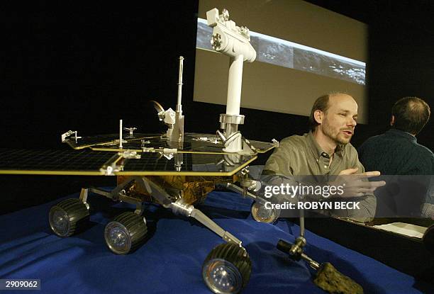 Activity Lead Dr. Rick Welch discusses the lastest images returned from the martian surface by the Mars Exploration Rover Opportunity 28 January 2004...