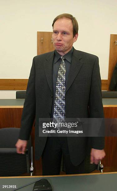 Armin Meiwes, a 42-year-old computer technician and self-confessed cannibal is seen at court on the last day of his trial, January 30, 2004 in the...