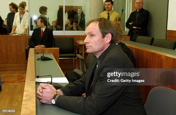 Armin Meiwes, a 42-year-old computer technician and self-confessed cannibal is seen at court on the last day of his trial, January 30, 2004 in the...