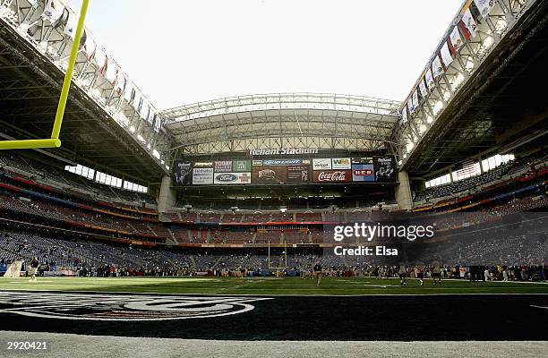 General view of the field prior to the start of Super Bowl XXXVIII between the New England Patriots and the Carolina Panthers at Reliant Stadium on...