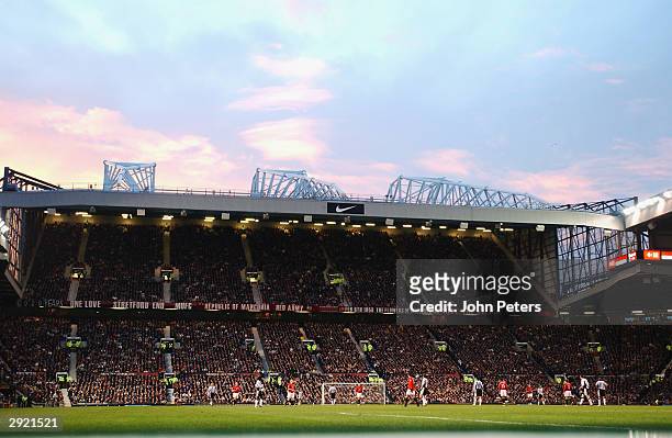 General view of Old Trafford during the FA Premiership match between Manchester United and Newcastle United on January 11, 2004 at Old Trafford in...