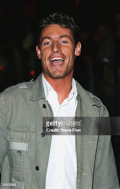 Actor Dean Gaffney attends the UK Premiere of "Charlie" at the Warner Village Cinema West End on February 2, 2004 in London. "Charlie" is the story...