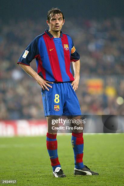 Philip Cocu of Barcelona in action during the La Liga match between FC Barcelona and Albacete played at the Nou Camp February 1, 2004 in Barcelona,...