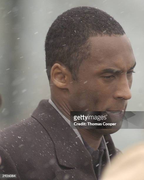 Los Angeles Lakers guard Kobe Bryant leaves court at the end of the day at the Eagle County Justice Center where hearings are taking place February...