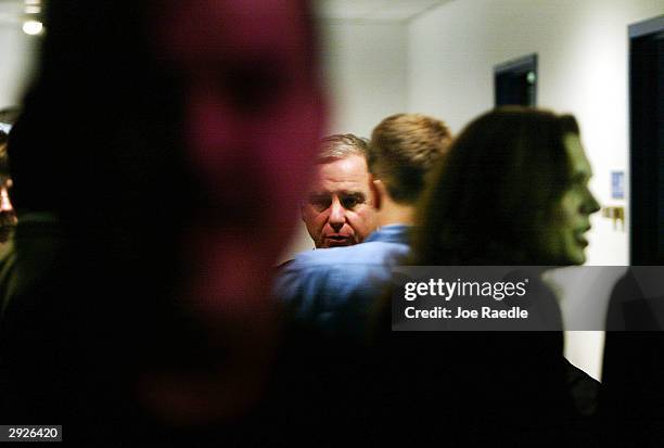 Democratic presidential candidate Howard Dean stands backstage after a campaign rally February 3, 2004 in Tacoma, Washington. The former Vermont...