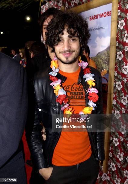 Musician Fabrizio Moretti of The Strokes arrives to the premiere for the motion picture "50 First Dates" at the Mann Village on February 3, 2004 in...