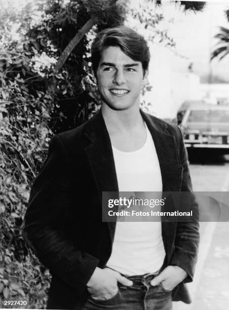 At the Su Ling Mandarin restaurant, American actor Tom Cruise poses outside a party to celebrate the 100th episode of the TV show 'Entertainment...