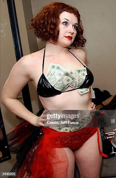 Suicide Girl Violet poses backstage at The Trocedaro Theater February 4, 2004 in Philadelphia, PA. The burlesque act is made up of six women featured...