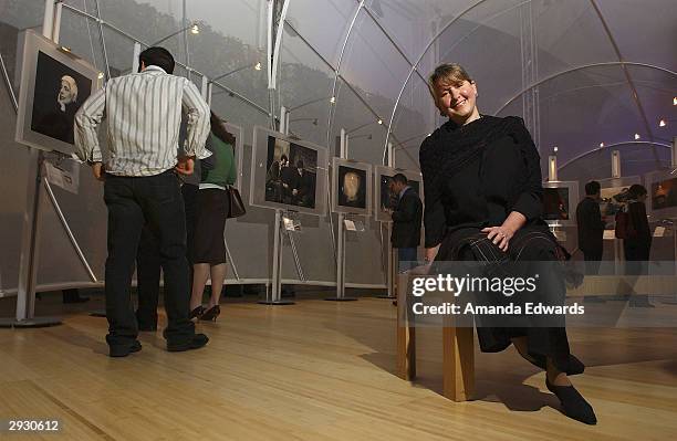 The Moderns Creative Director Janine James poses at the Annie Leibovitz: Rewarding Lives exhibition at the Pacific Design Center on February 04, 2004...