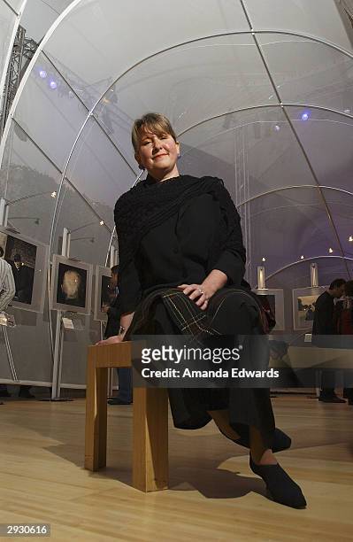 The Moderns Creative Director Janine James poses at the Annie Leibovitz: Rewarding Lives exhibition at the Pacific Design Center on February 04, 2004...