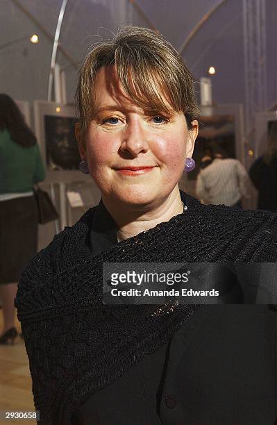 The Moderns Creative Director Janine James poses at the Annie Leibovitz: Rewarding Lives exhibition at the Pacific Design Center on February 04, 2004...