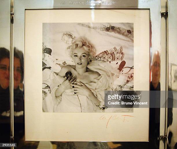 Portrait of Marilyn Monroe is seen displayed for the first time at the "Cecil Beaton: Portraits Exhibition" which celebrates the centenary of the...