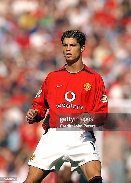 Cristiano Ronaldo during the FA Barclaycard Premiership match between Manchester United v Bolton Wanderers at Old Trafford on August 16, 2003 in...