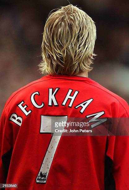 David Beckham during the FA Barclaycard Premiership match between Manchester United v Sunderland at Old Trafford on January 1, 2003 in Manchester,...