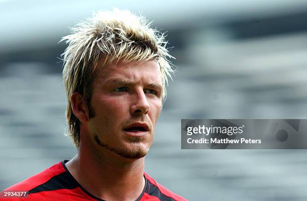 David Beckham during the match between Manchester United v West Bromwich Albion at Old Trafford on August 17, 2002 in Manchester.