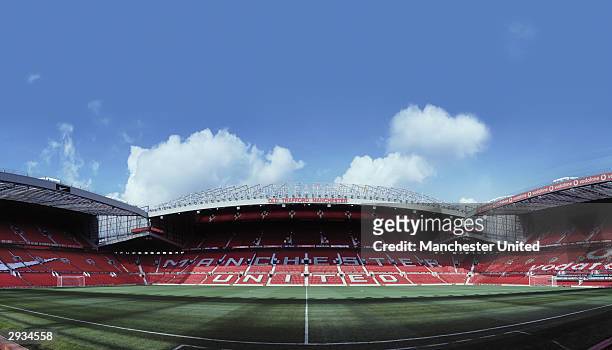 General panoramic view of the interior of the Old Trafford Stadium, home to Manchester United, on November 25, 2003 in Manchester, England.