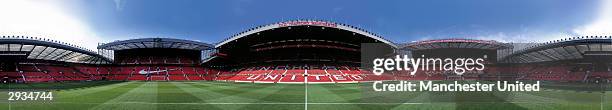 General panoramic view of the interior of the Old Trafford Stadium, home to Manchester United, on November 25, 2003 in Manchester, England.