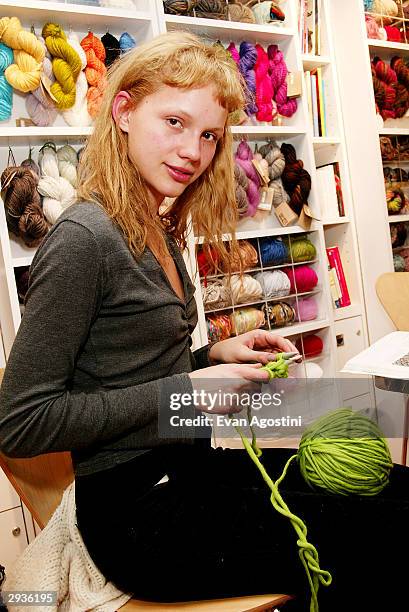 Fashion model Lauren attends a knitting party hosted by IMG Models at Knit New York February 5, 2004 in New York City.