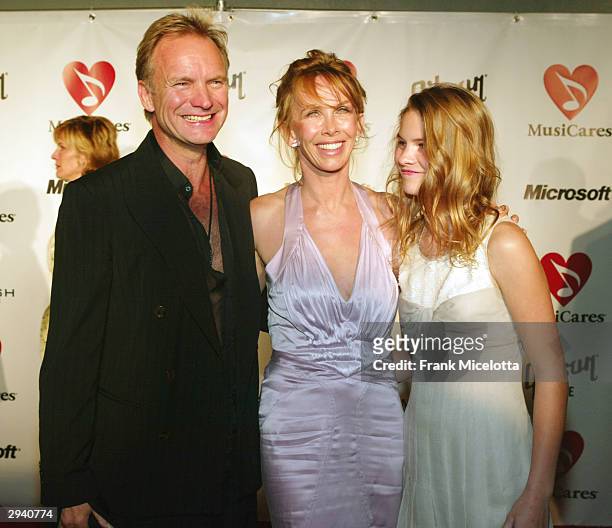 Recording artist Sting with wife Trudie Styler and daugher Coco attend Musicares 2004 Person of the Year Tribute to Sting, February 6, 2003 at Sony...