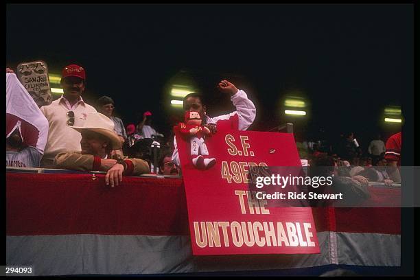 The San Francisco 49ers fans display a beautiful banner at the Super Bowl XXIV against the Denver Broncos at the Louisiana Superdome in New Orleans,...