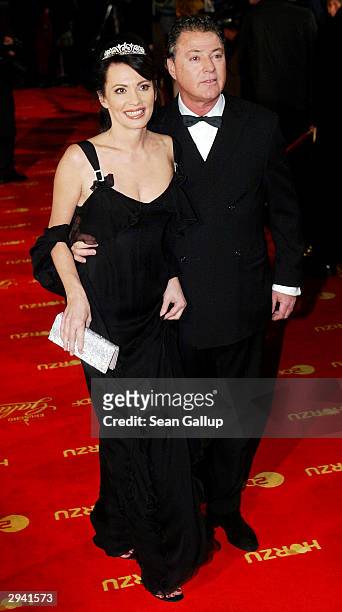 Actress Iris Berben and gastronomer Gabriel Lewy attend the Goldene Kamera Film Awards February 4, 2004 in Berlin, Germany.
