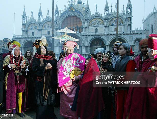 Actors perform a costume parade celebrating Venetian merchants' ancient links with the old Silk Road and paid homage to its most famous son Marco...