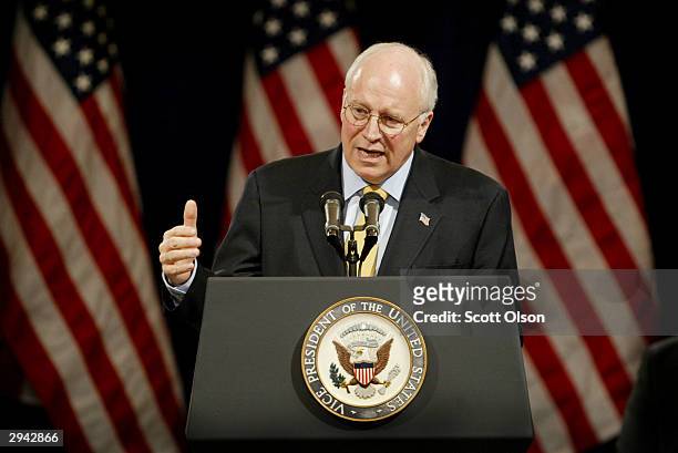 Vice President Dick Cheney delivers a speech at a fundraiser for Speaker of the House Dennis Hastert hosted by the National Republican Congressional...