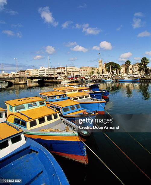 barbados,bridgetown,boats in foreground - barbados stock pictures, royalty-free photos & images