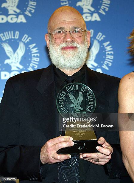 Winner of the Robert B. Aldrich award Jeremy Kagan poses backstage at the 56th Annual DGA Awards at the Century Plaza Hotel on February 7, 2004 in...