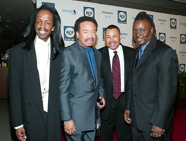 Band members of Earth Wind and Fire attend Clive Davis' legendary Pre-Grammy party at the Beverly Hills Hotel on February 7, 2004 in Beverly Hills,...
