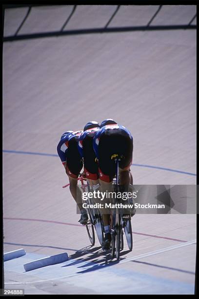 The USA four-man team performs during the Atlanta Invitational at the Stone Mountain Velodrome in Atlanta, Georgia. Mandatory Credit: Matthew...