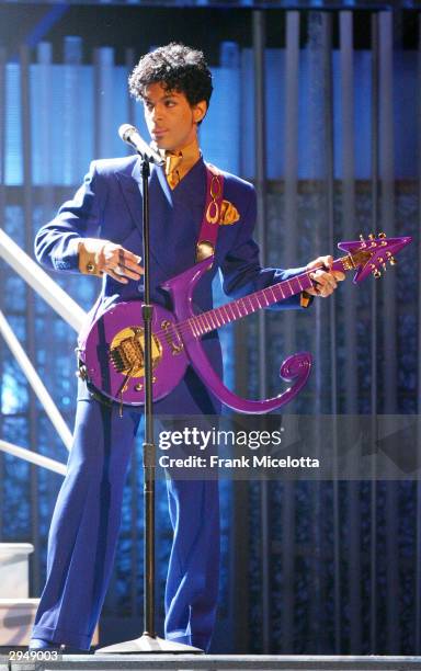 Musical Artsin Prince performs at the 46th Annual Grammy Awards held at the Staples Center on February 8, 2004 in Los Angeles, California.