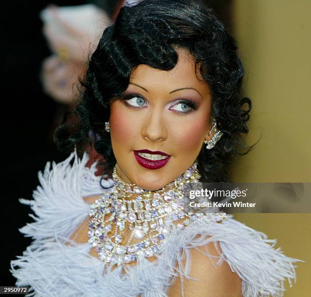 Christina Aguilera arrives at the 46th Annual Grammy Awards held at the Staples Center on February 8, 2004 in Los Angeles, California.